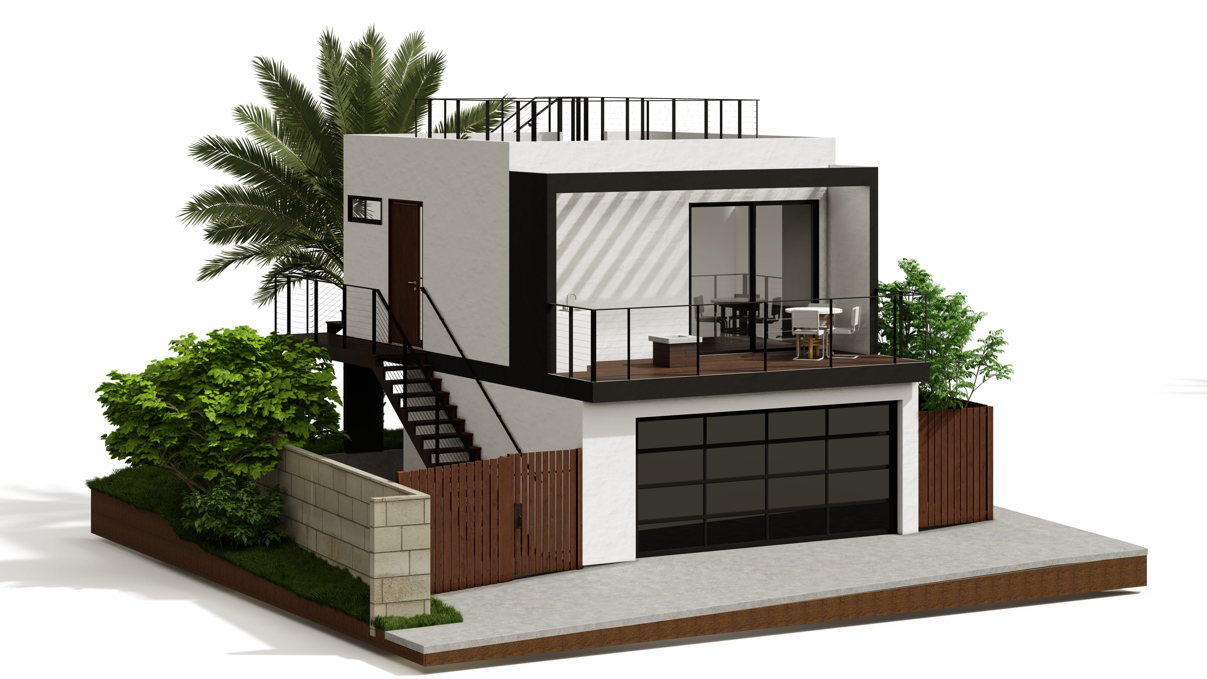 400 sf ADU over garage in modern style design with roof deck