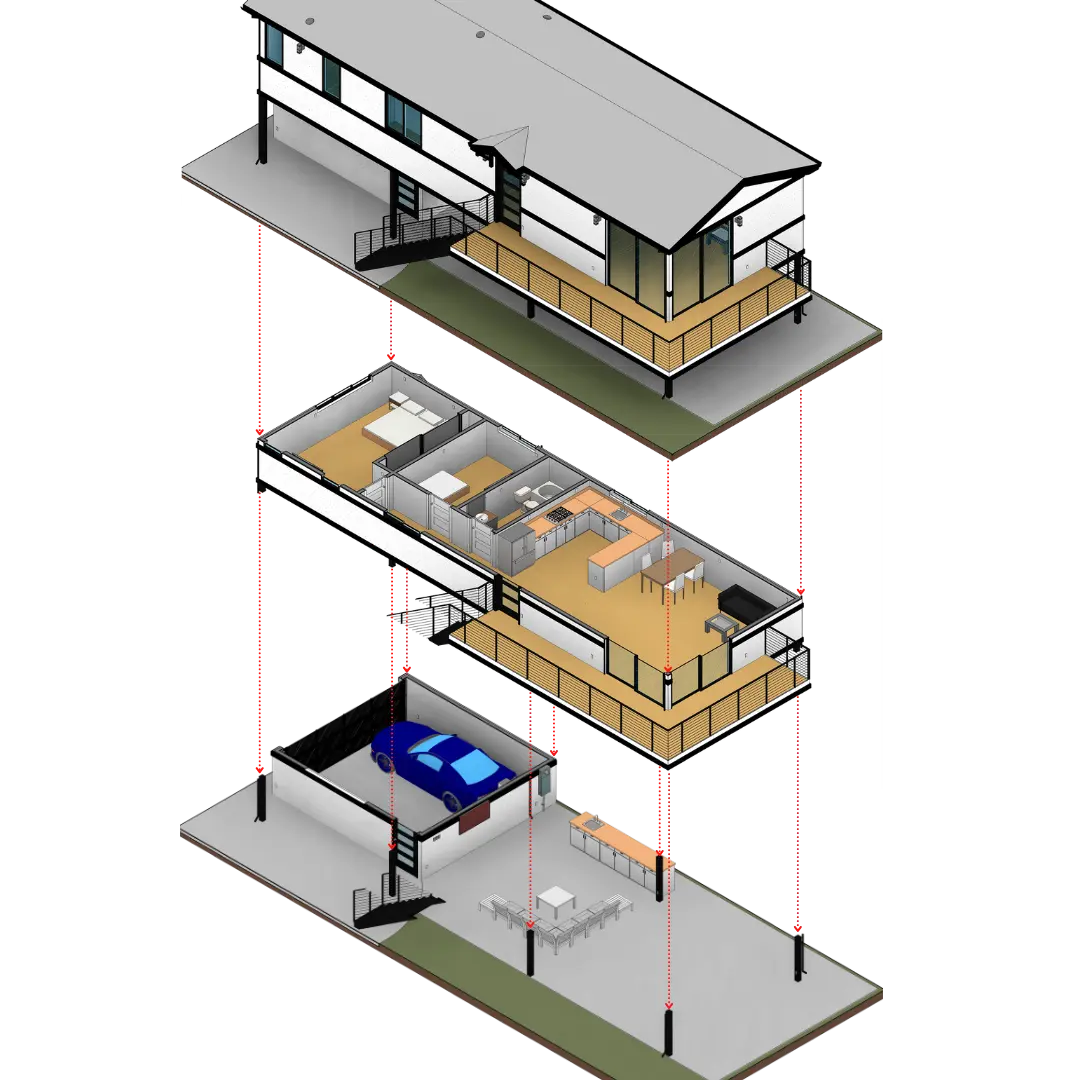 ADU attached over garage 1000 sq.ft.