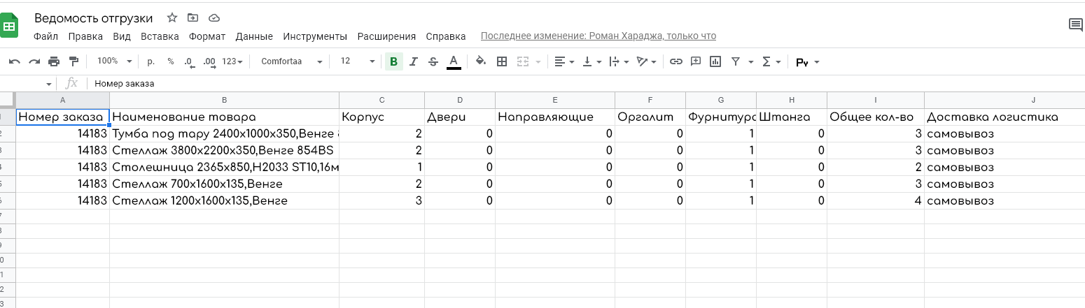 Так виглядає угода в Google Sheets