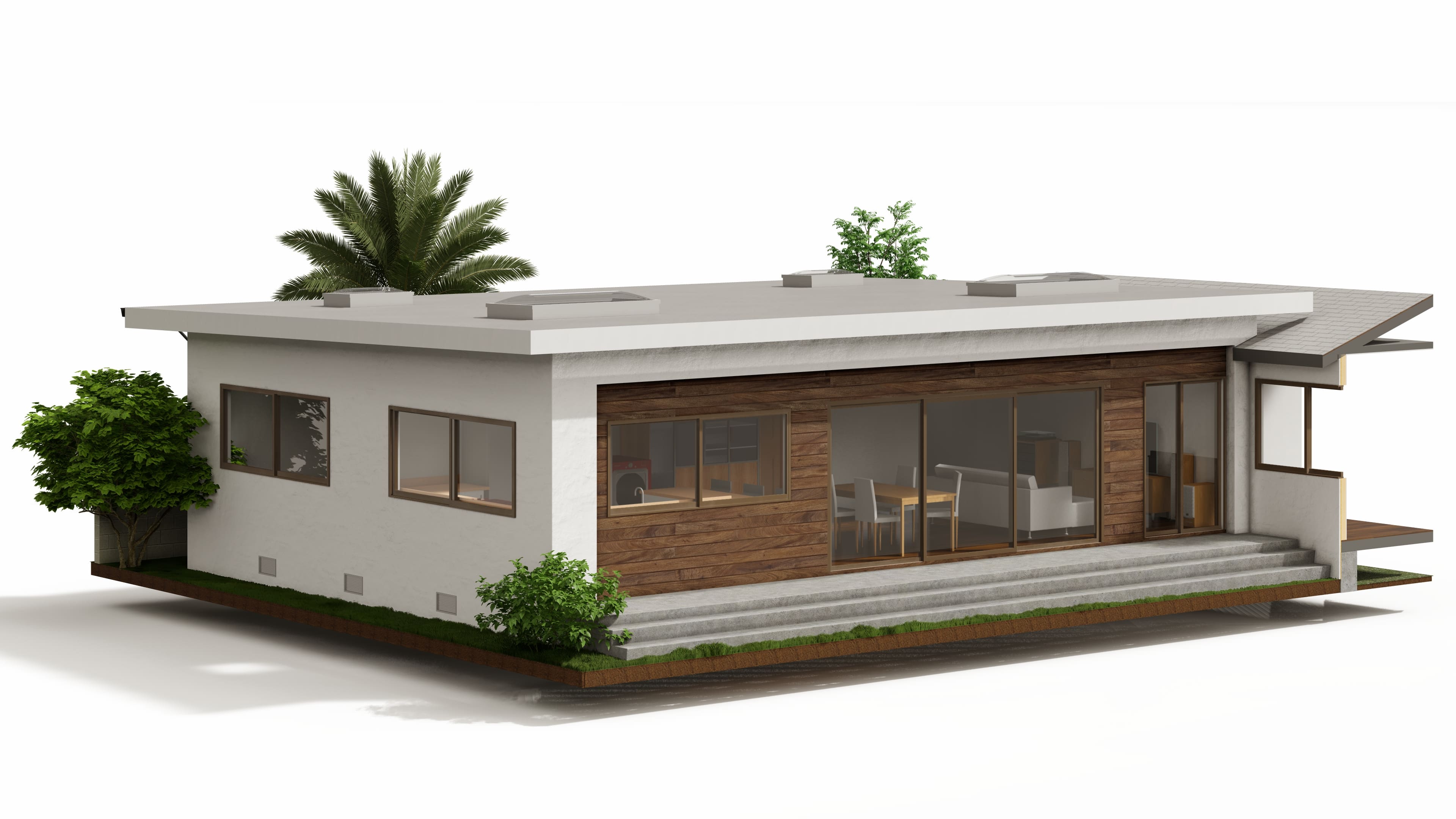 Attached ADU 1000 sf two bedroom with wood front finish and large slider door