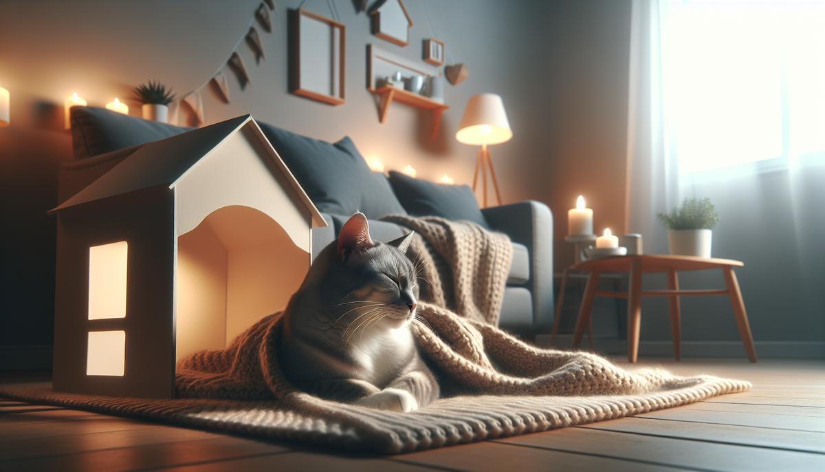 Кот из подвала, который стал любимцем всего дома Кот на мягком пледе в тёплом уголке дома