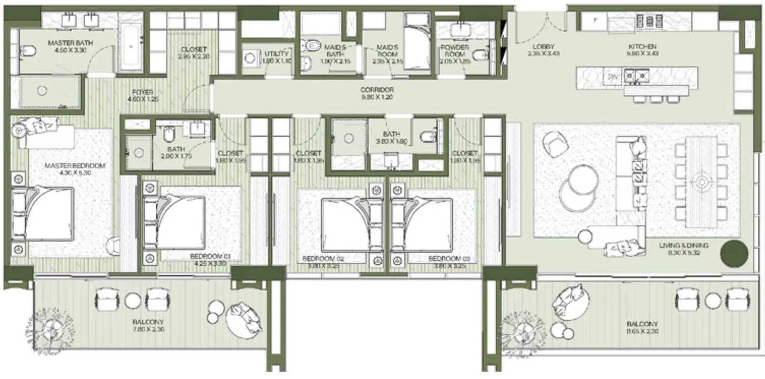 Floor Plans for Meraas Central Park Plaza at City Walk Dubai in Dubai