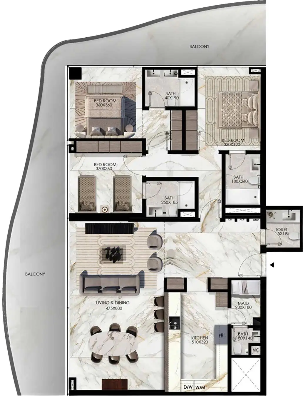 Floor Plans for Elie Saab Waterfront in Abu Dhabi