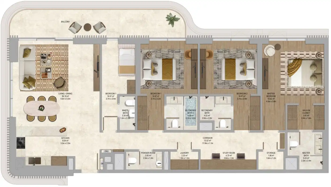 Floor Plans for Aldar The Canopies at Yas Point in Abu Dhabi