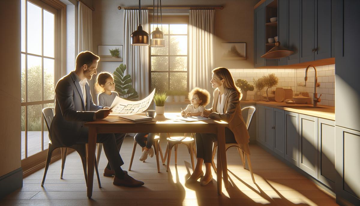 Первоначальный взнос по ипотеке в Грузии: сколько нужно и как снизить риски Семья обсуждает первоначальный взнос на плане квартиры