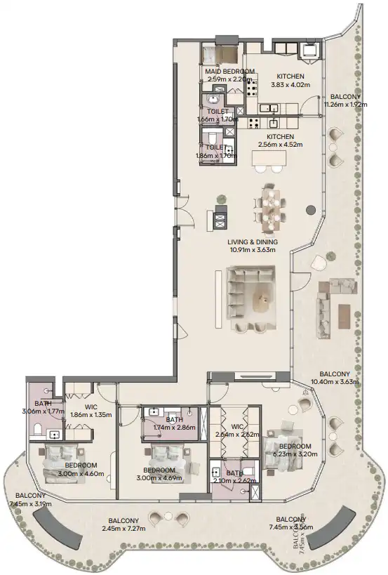 Планировки RAK Properties Mirasol 2
