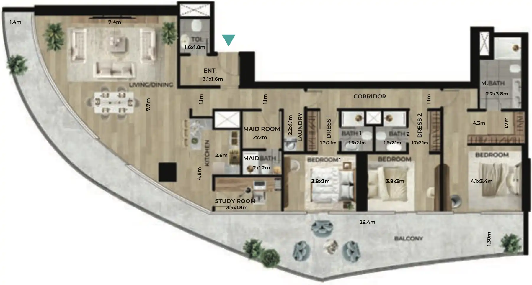 Floor Plans for Waterfront by Missoni Al Reem Island in Abu Dhabi