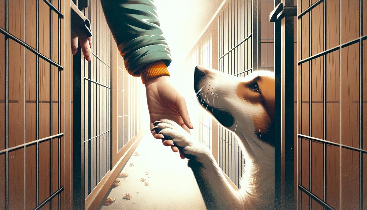 Как один хвостик помог волонтёру справиться с выгоранием Собачий хвост касается руки волонтёра в приюте