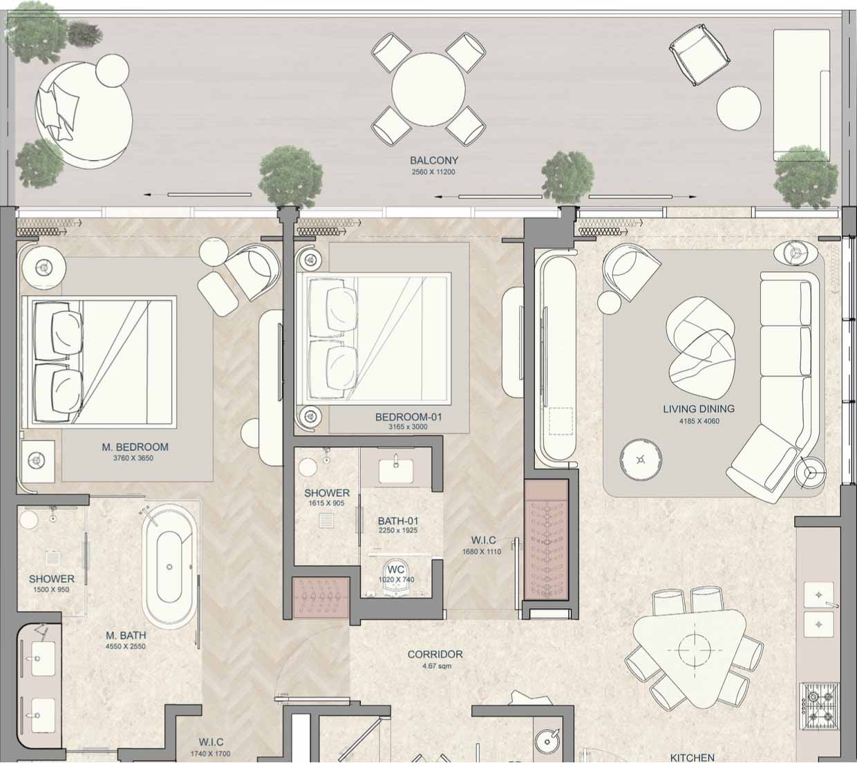 Floor Plans of JW Marriott Residences Al Marjan Island