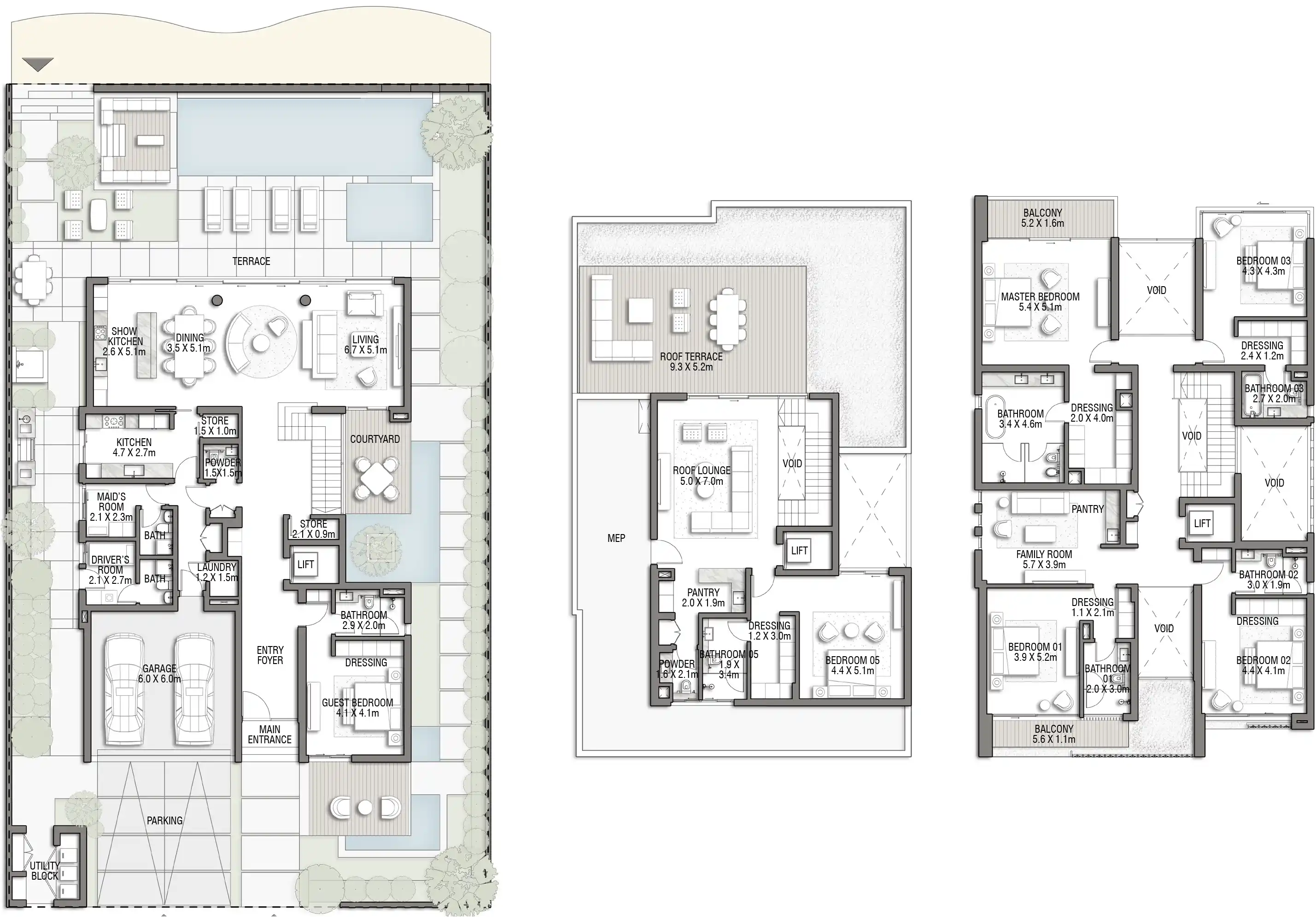 Floor Plans of Nakheel Palm Jebel Ali Villa Pacific Breeze