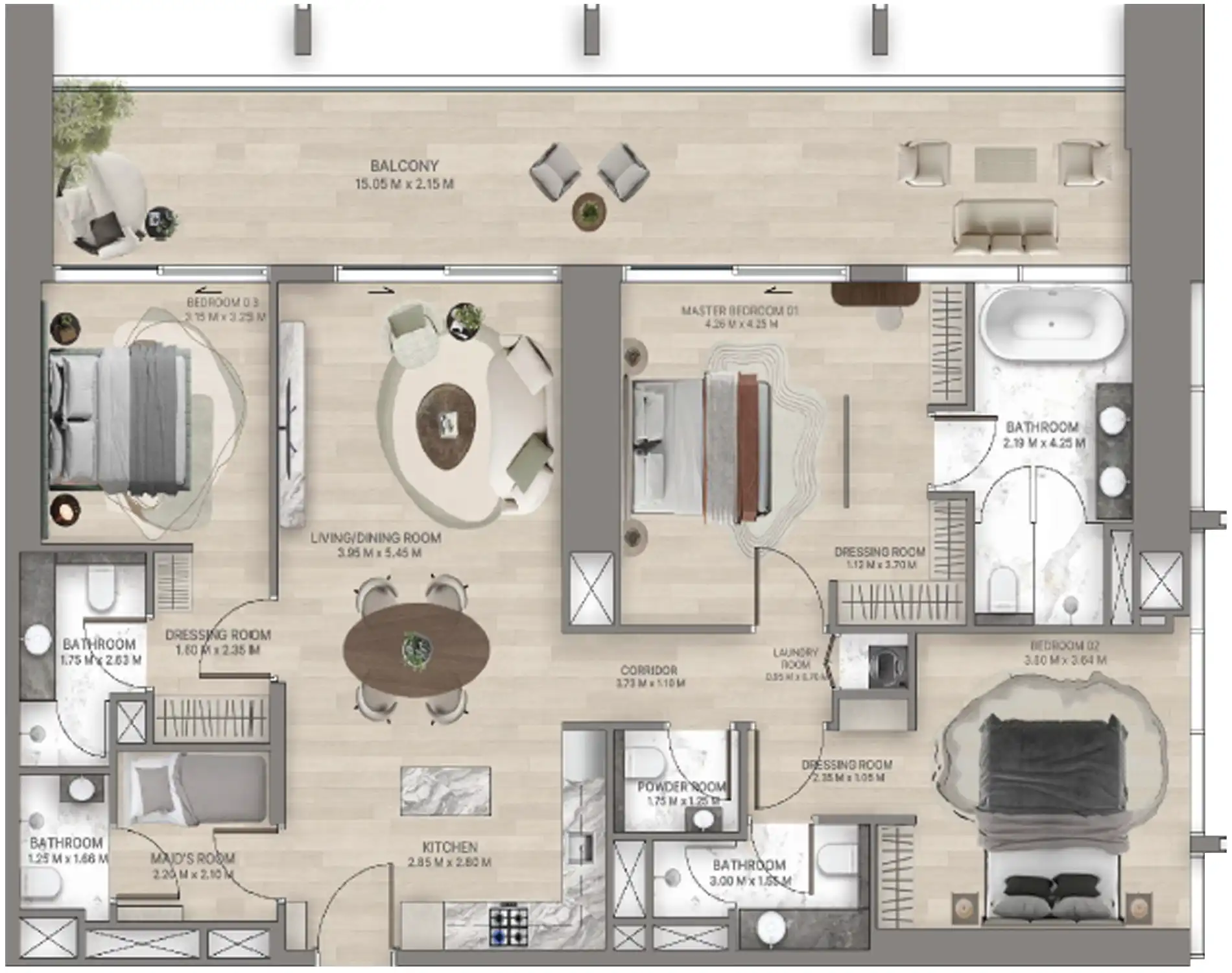 Floor Plans for Sofitel Residences Dubai City View in Dubai
