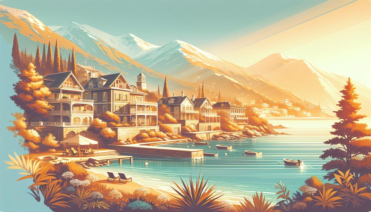 Инвестиции в курортные города Грузии, кроме Батуми Панорама прибрежного и горного курорта Грузии с жильём на фоне моря и гор