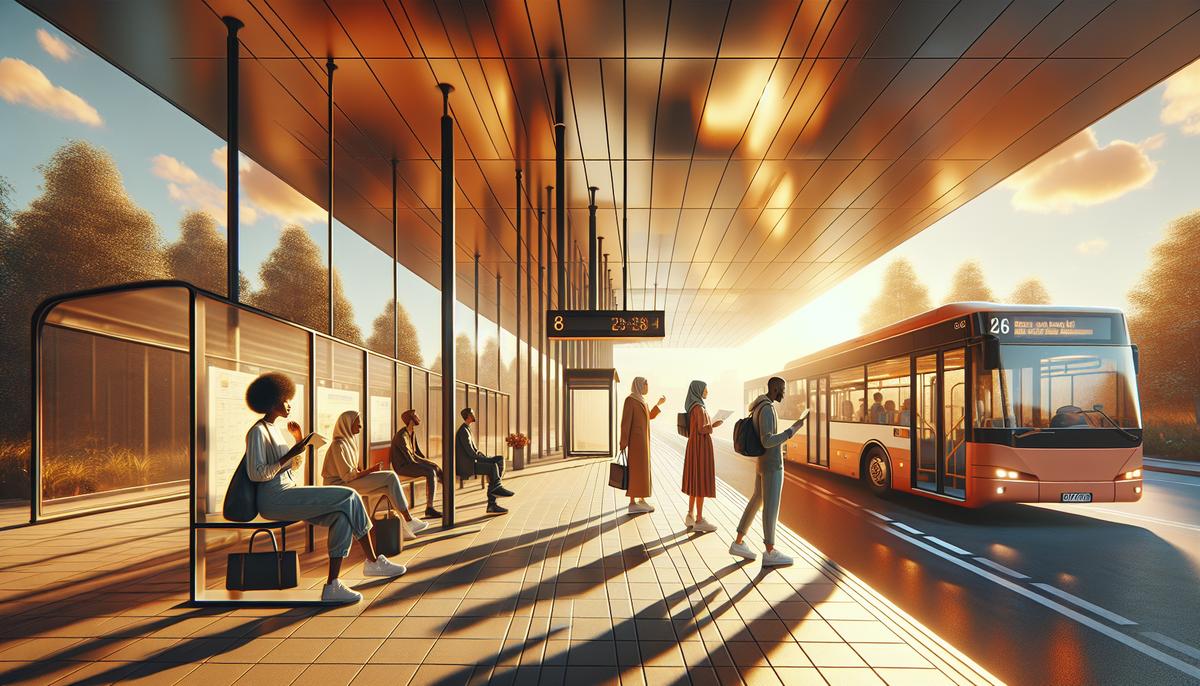 Как пользоваться общественным транспортом: карты и оплата Пассажиры у автобуса на остановке