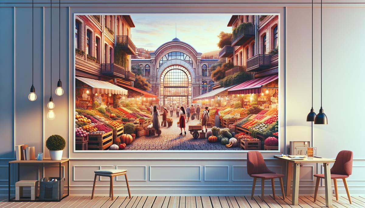 Лучшие супермаркеты и рынки Батуми для жизни Пакеты с продуктами у прилавка на рынке в Батуми