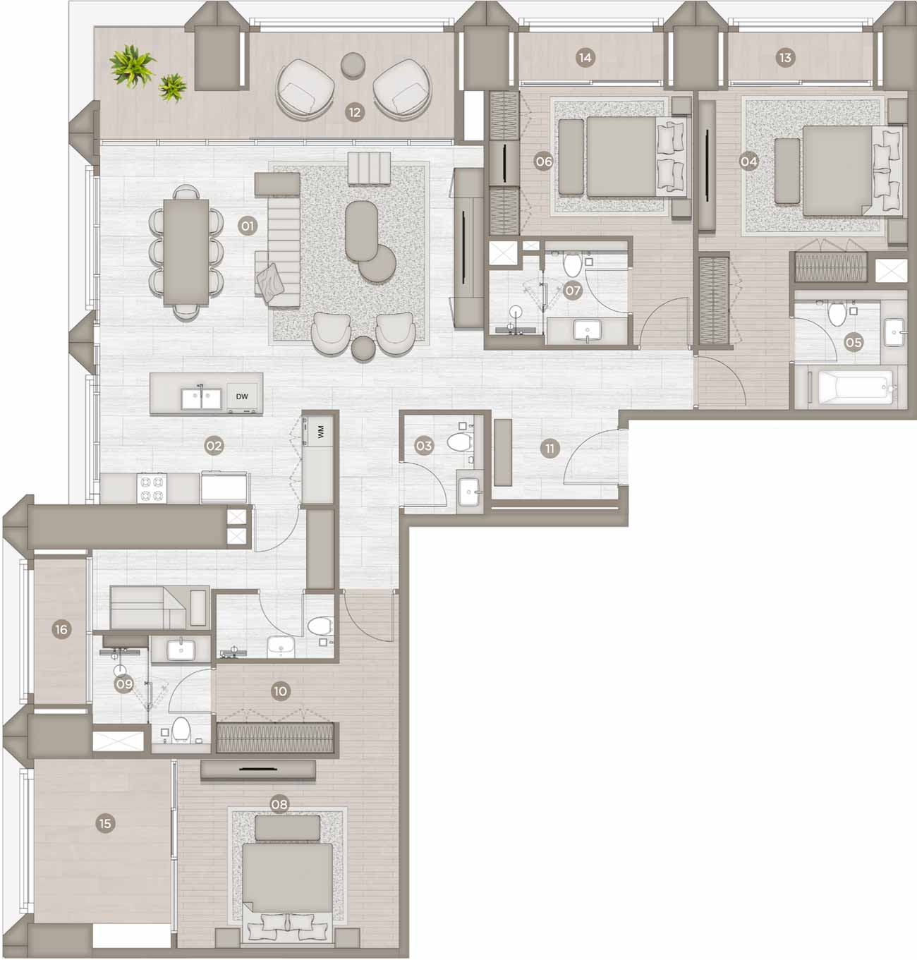 Floor Plans of Rixos Financial Center Road Dubai Residences