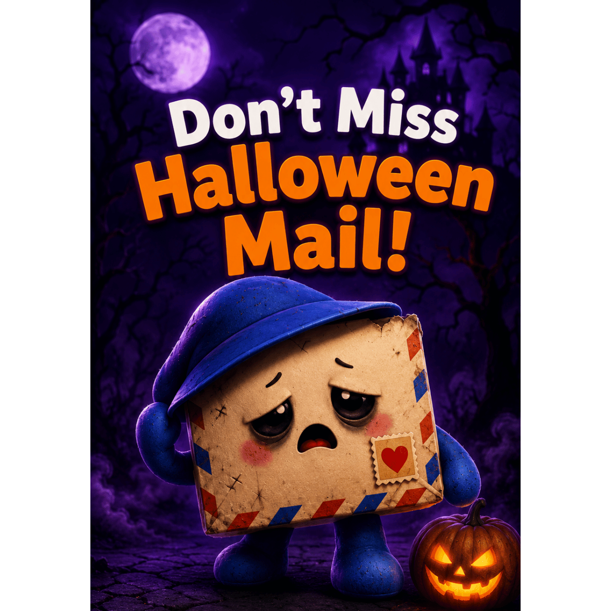 halloween-mail-mission-for-kids Child sending five Halloween postcards before receiving a personalized letter from the Friendly Ghost.