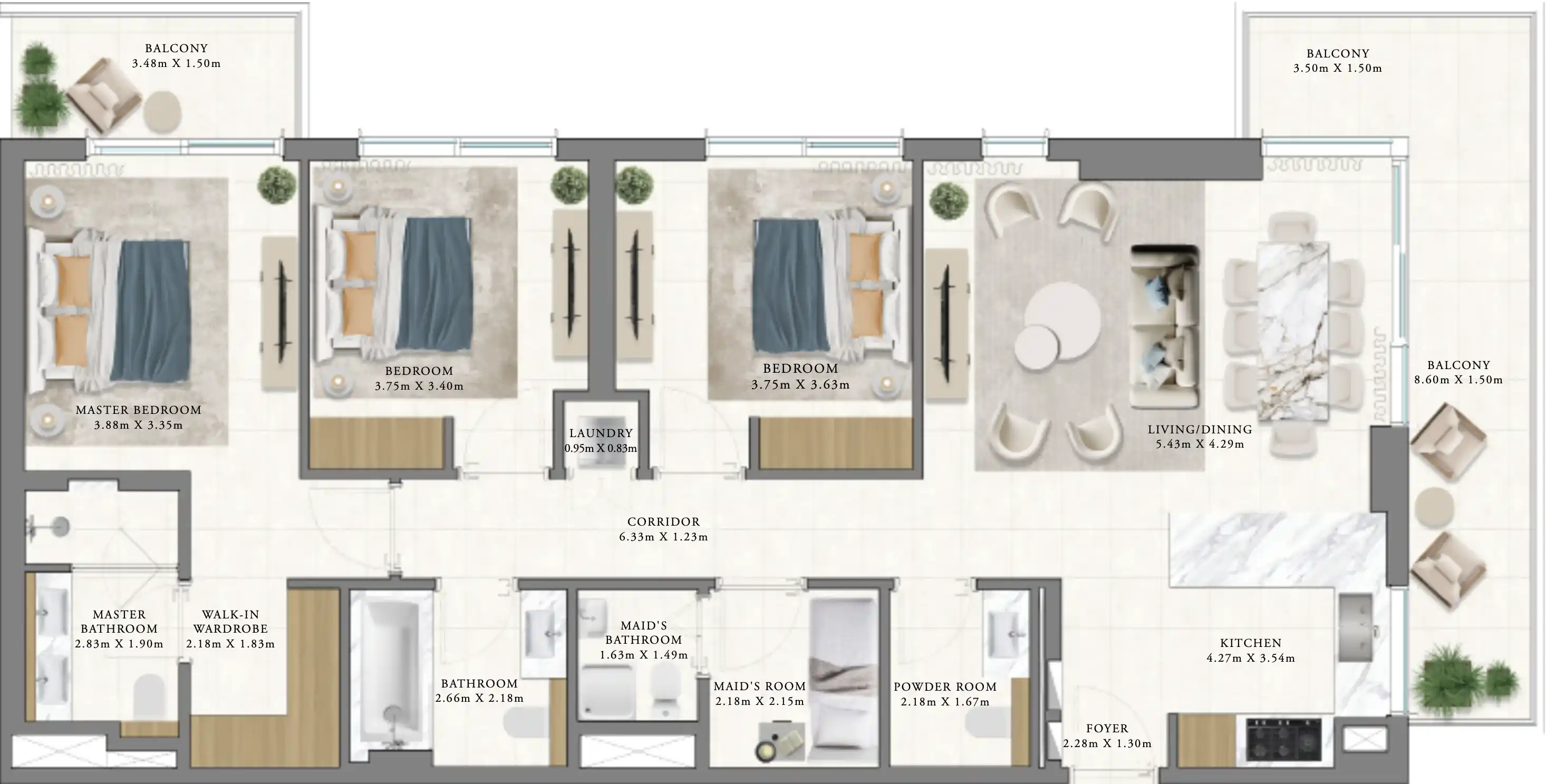 Floor Plans of Emaar Vida Residences Club Point