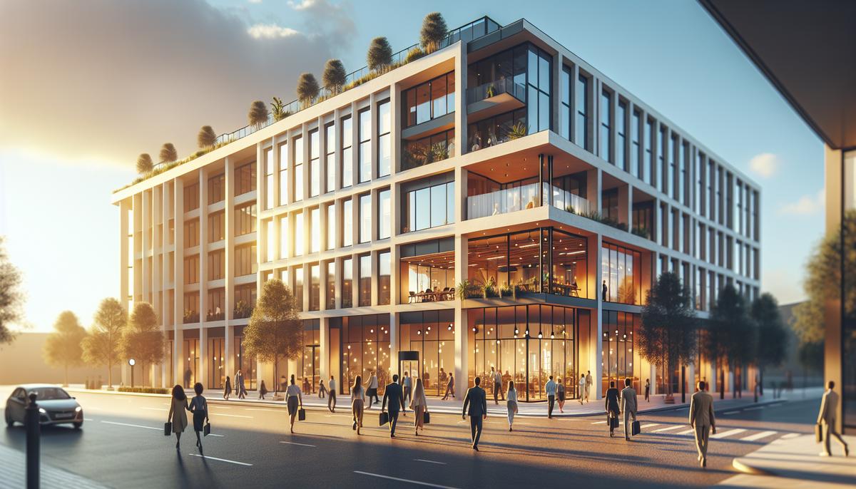 Инвестиции в коммерческую недвижимость Грузии 2025 Современное коммерческое здание в Грузии на фоне города