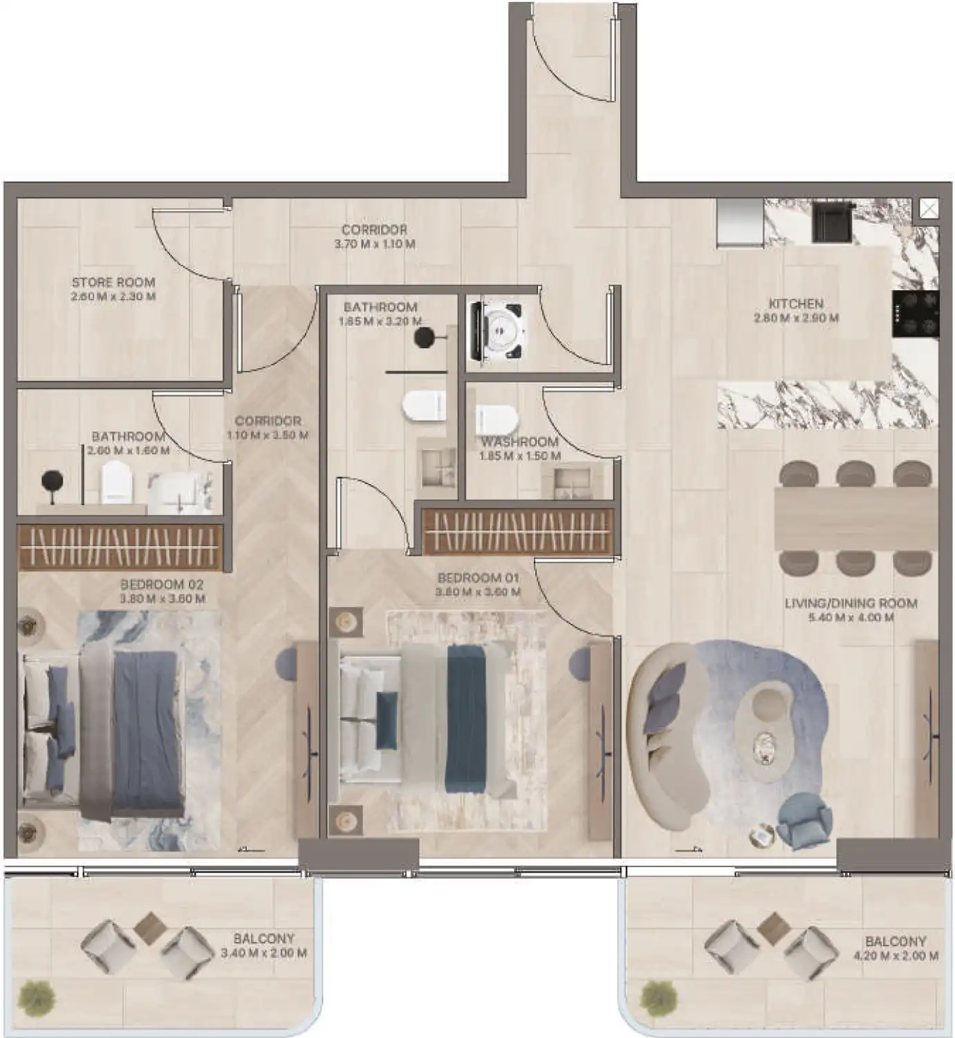 Планировка Meriden Beach Residences at Dubai Islands