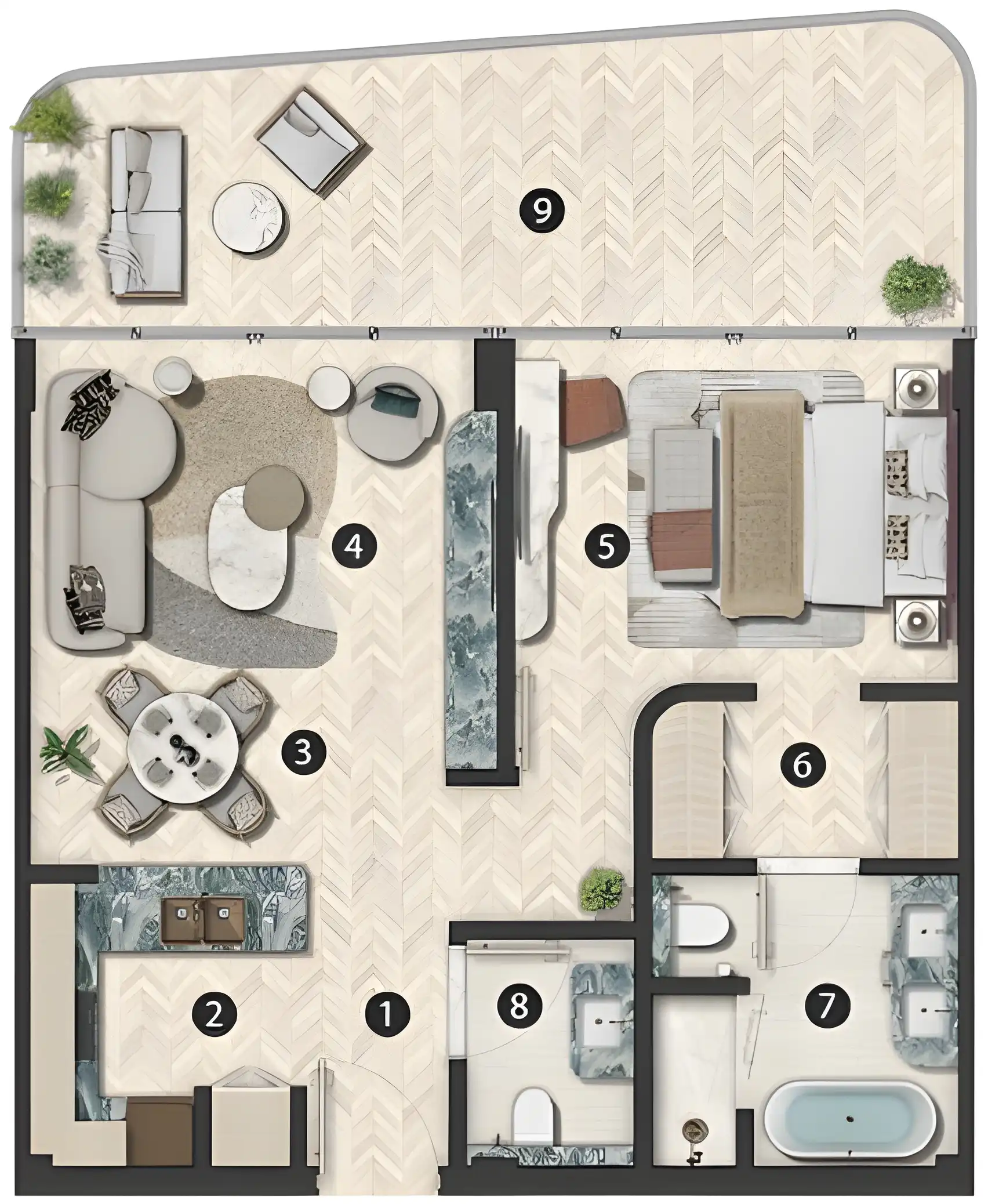 Планировка Hilton Residences Abu Dhabi Al Raha