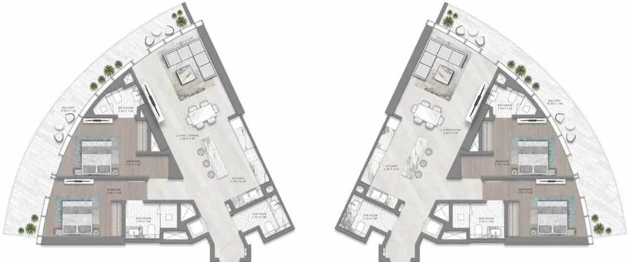 Floor Plans of DAMAC Altitude de GRISOGONO