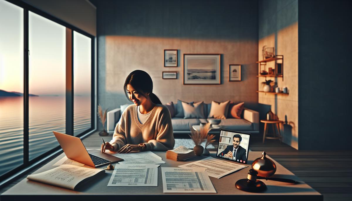 Как оформить сделку дистанционно при покупке квартиры в Батуми Покупатель и агент обсуждают документы онлайн — дистанционная покупка квартиры в Батуми