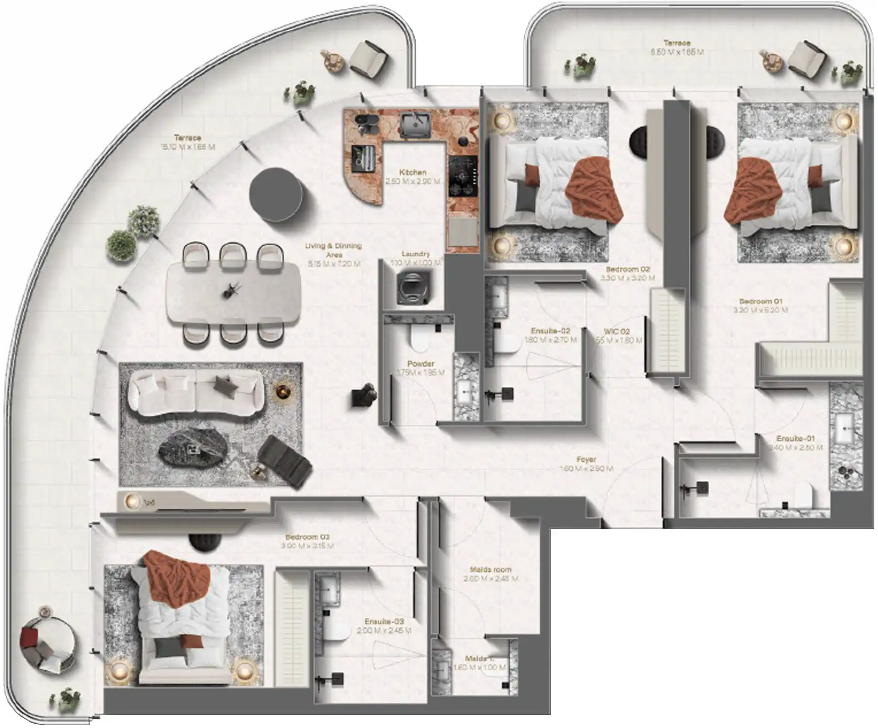 Floor Plans for Le Chateau by BEYOND in Ras Al Khaimah