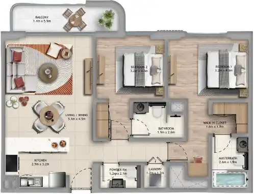 Floor Plans for Aldar Manarat Living 3 in Abu Dhabi