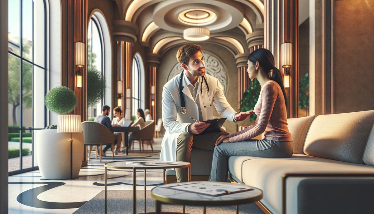 Как работает медицина для иностранцев в Батуми Врач и иностранный пациент в клинике Батуми