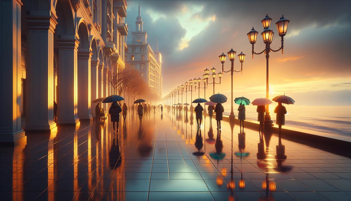 Батуми зимой: погода, влажность и лайфхаки для комфорта зимняя набережная Батуми с дождём и людьми