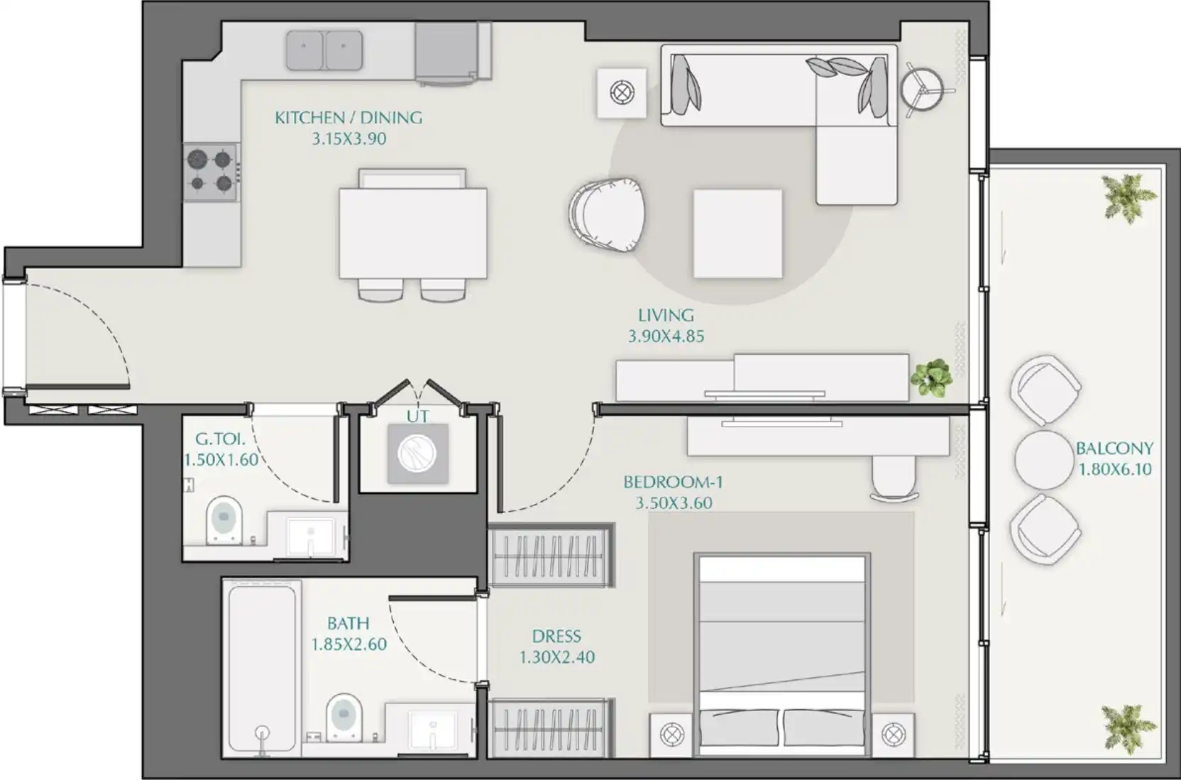 Floor Plans for Avenue Park Towers at Wasl 1 in Dubai