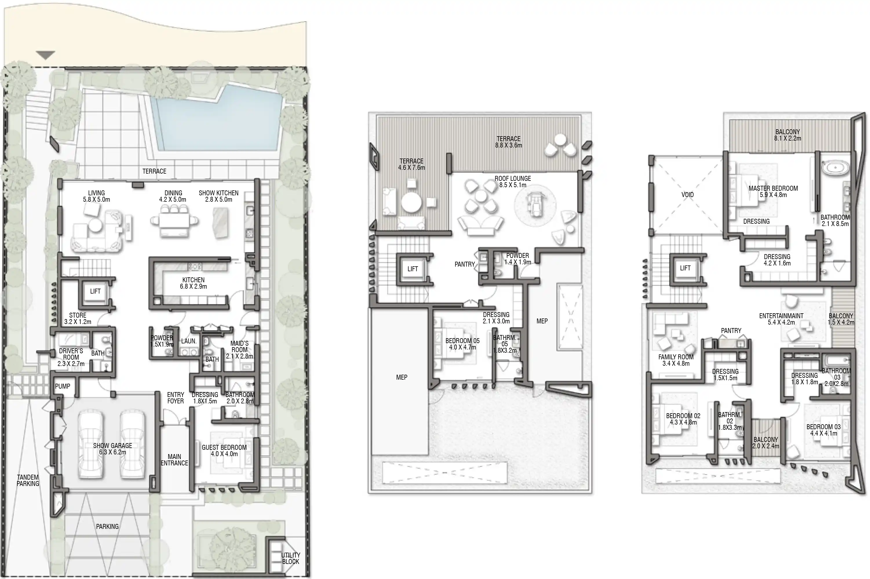 Floor Plans of Nakheel Palm Jebel Ali Villa Crystal Springs