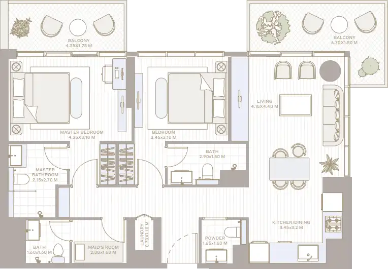 Планировка Deyaar Alder at Park Five