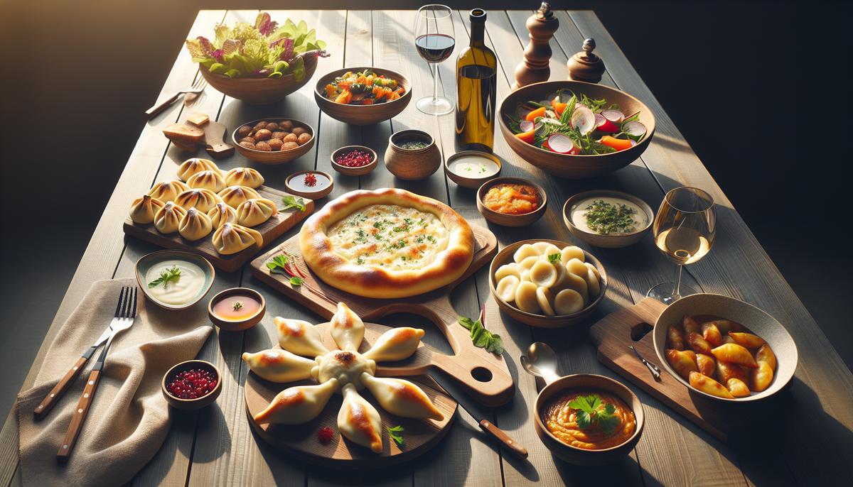 Грузинская кухня: что обязательно попробовать? Ассорти грузинских блюд на деревянном столе