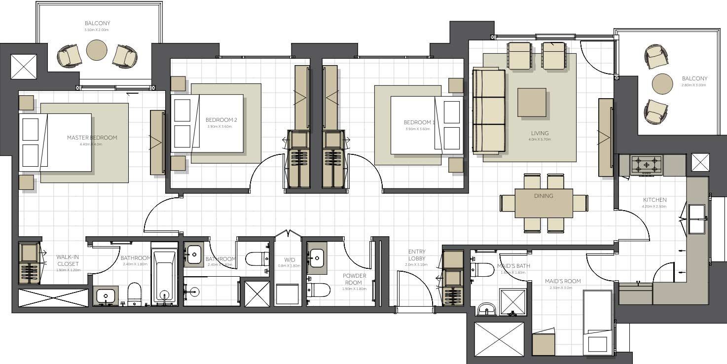 Планировки Topaz Residences by Eagle Hills