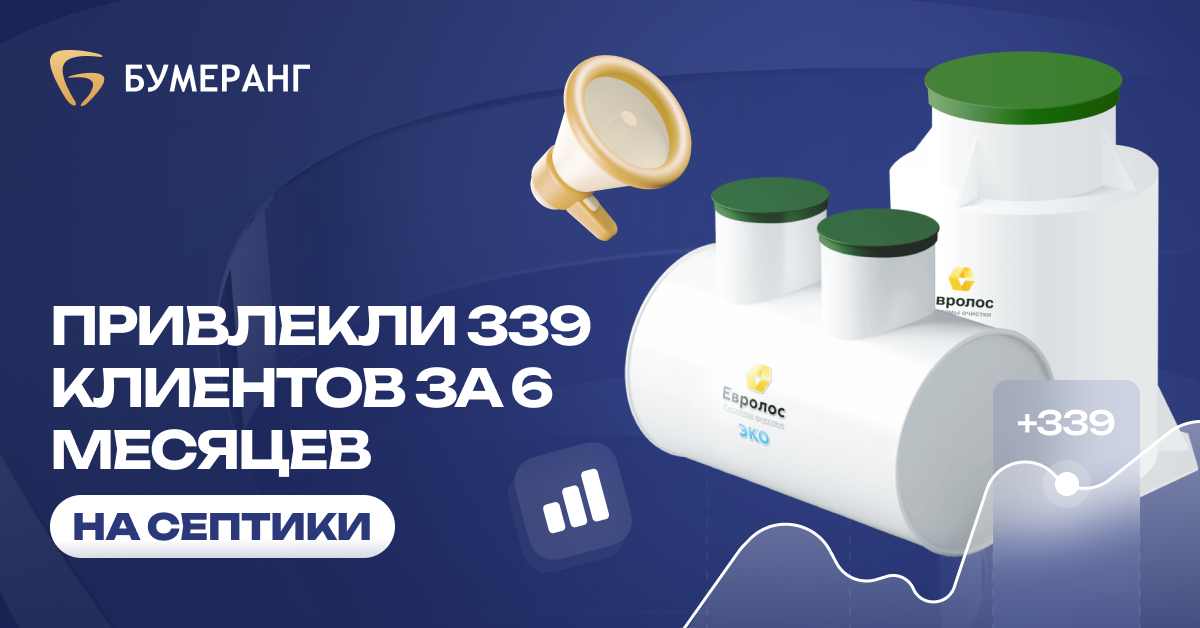 Продвижение септиков в Тюмени: +339 заявок и 6,5 млн выручки за 6 месяцев