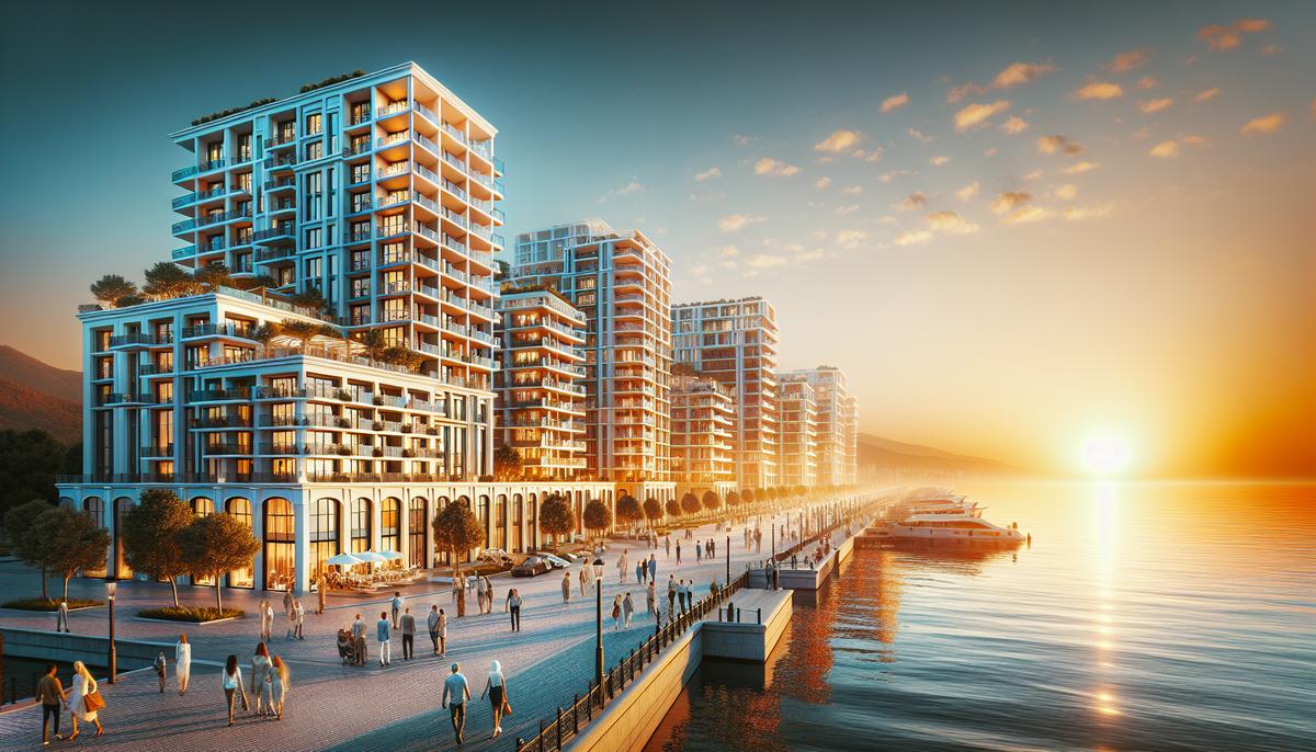 Инвестиции в элитную недвижимость Батуми Вид на элитный жилой комплекс и море в Батуми