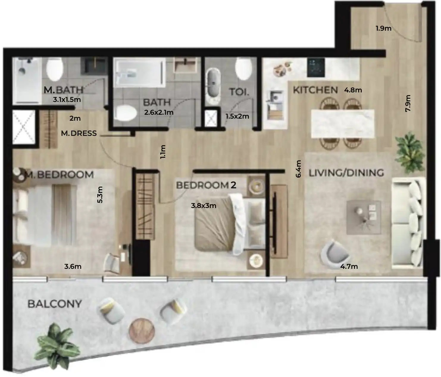 Floor Plans for Waterfront by Missoni Al Reem Island in Abu Dhabi