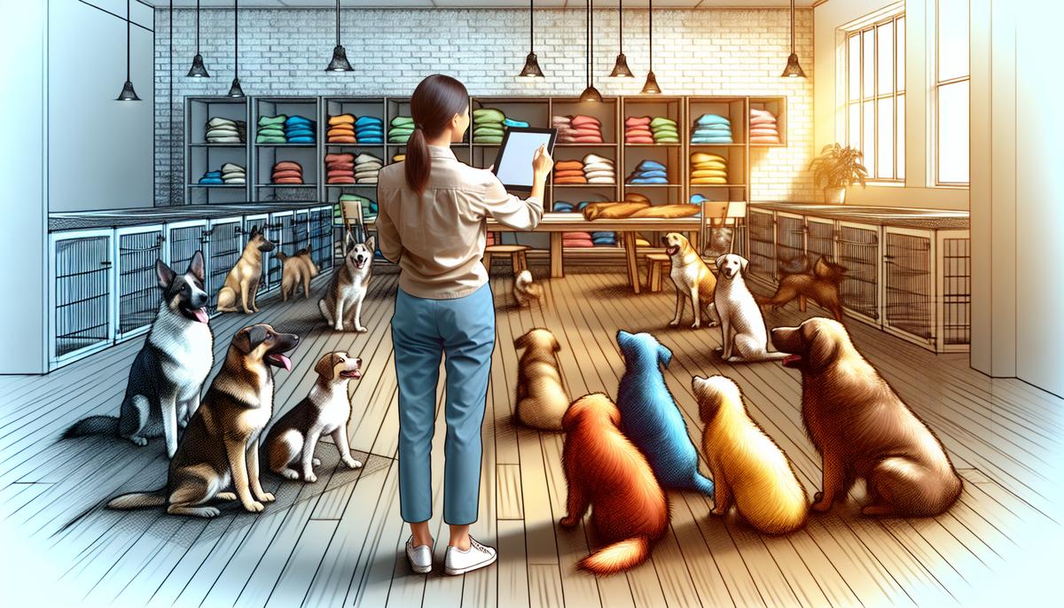 Как мы внедряем инновации в TailsPal волонтёр с планшетом в тёплом приюте рядом с собаками
