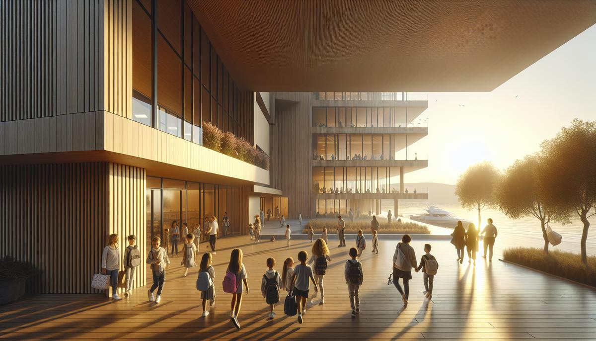 Школы в Батуми: государственные и частные — сравнение форматов Ученики у школы в Батуми на фоне моря