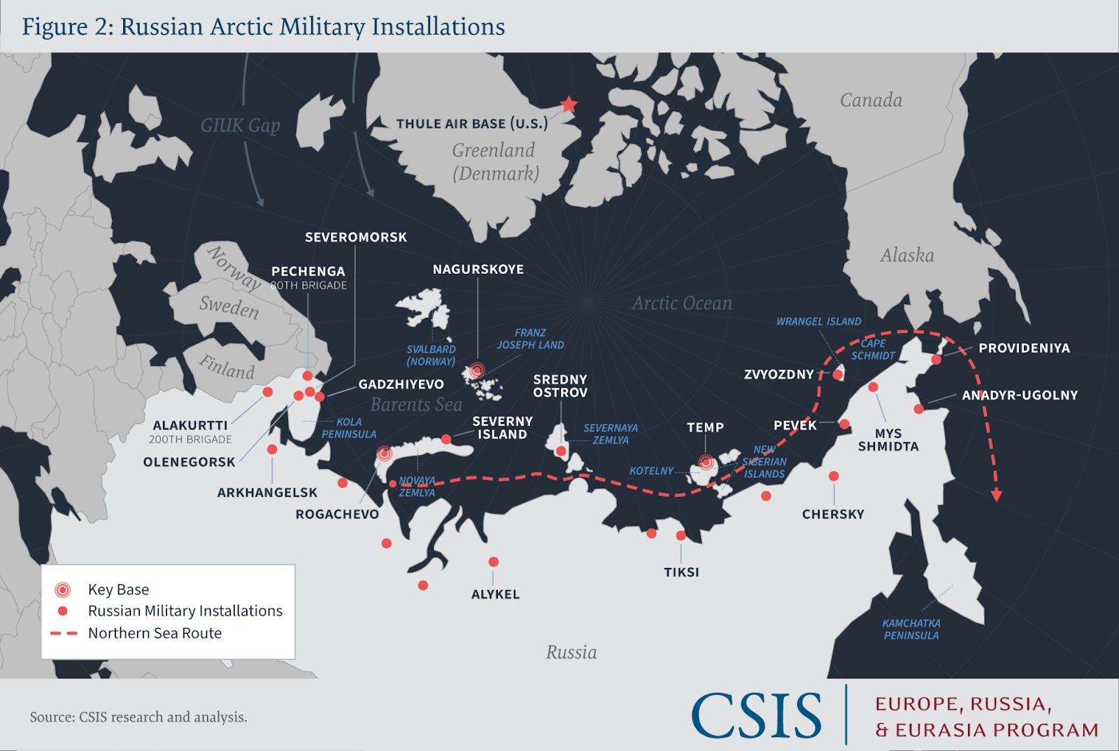 Карта военных объектов РФ на территории АЗ РФ. Источник: CSIS. Данные актуальны на январь 2023 года.