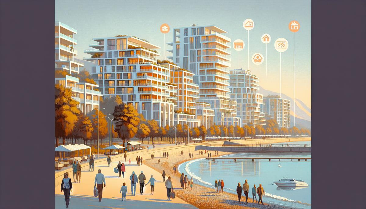 Стоимость жизни в Батуми: жильё, еда, транспорт Вид на современный жилой район Батуми у моря с парком и транспортом