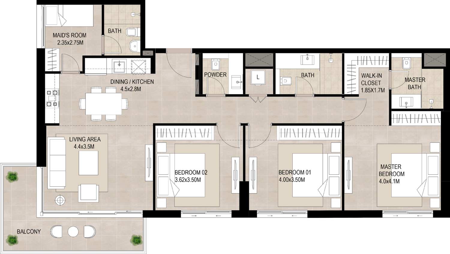 Floor Plans of NSHAMA Ayala Town Square Dubai