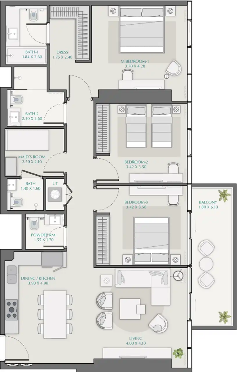 Floor Plans of Avenue Park Towers at Wasl 1