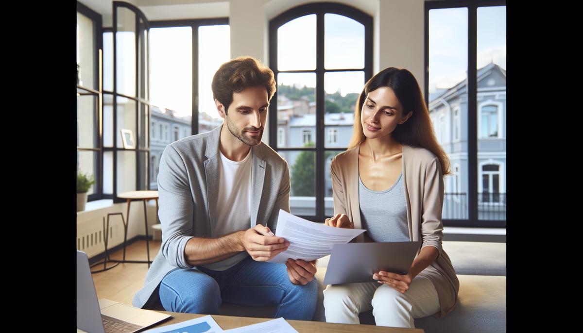 Как работает система ВНЖ в Грузии 2025 Пара обсуждает документы на фоне квартиры в Грузии