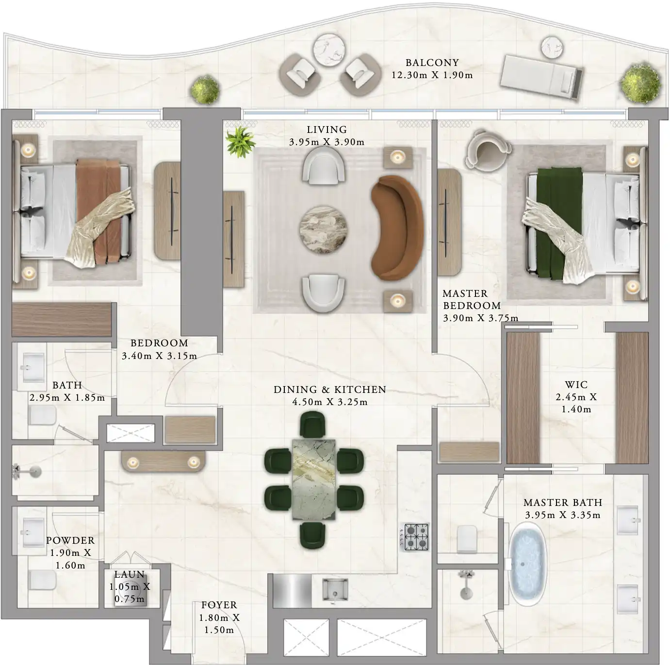 Floor Plans for The Bristol at Emaar Beachfront in Dubai