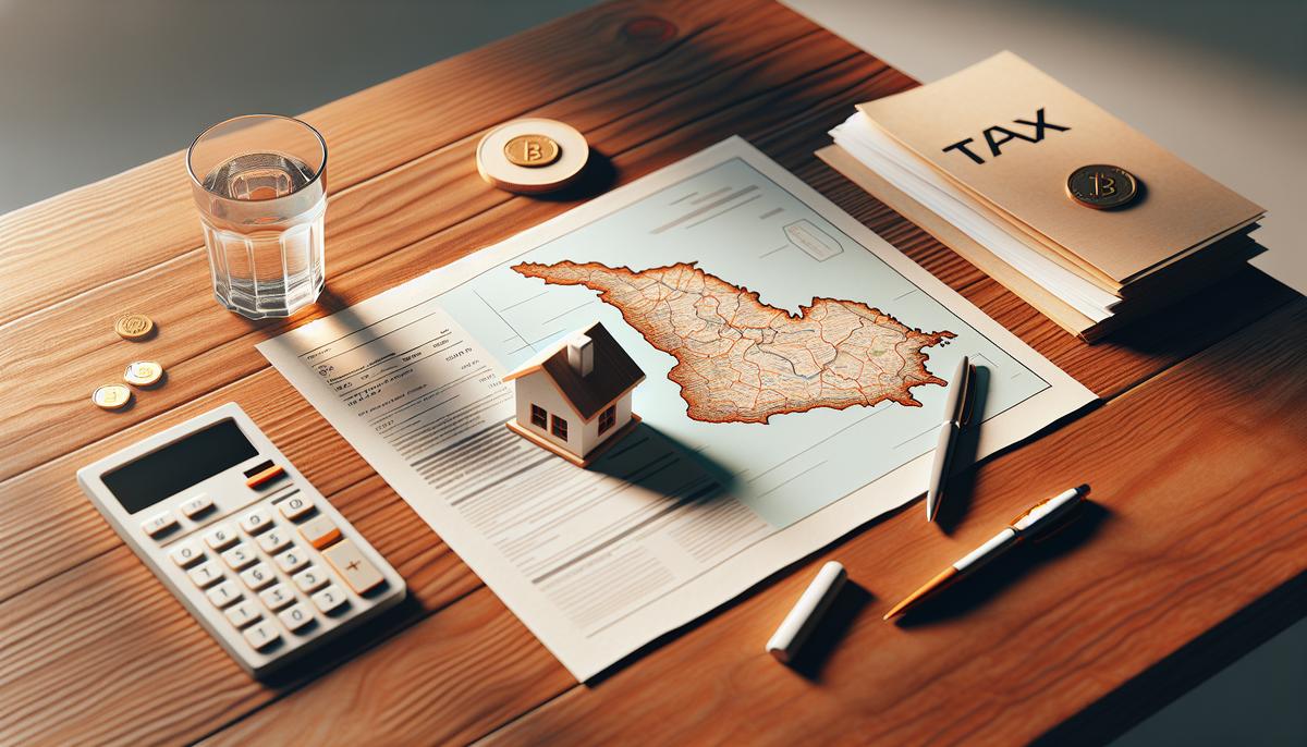Как получить налоговые льготы в Грузии: руководство для покупателей и инвесторов Риэлтор и инвестор обсуждают налоговые документы на фоне плана недвижимости