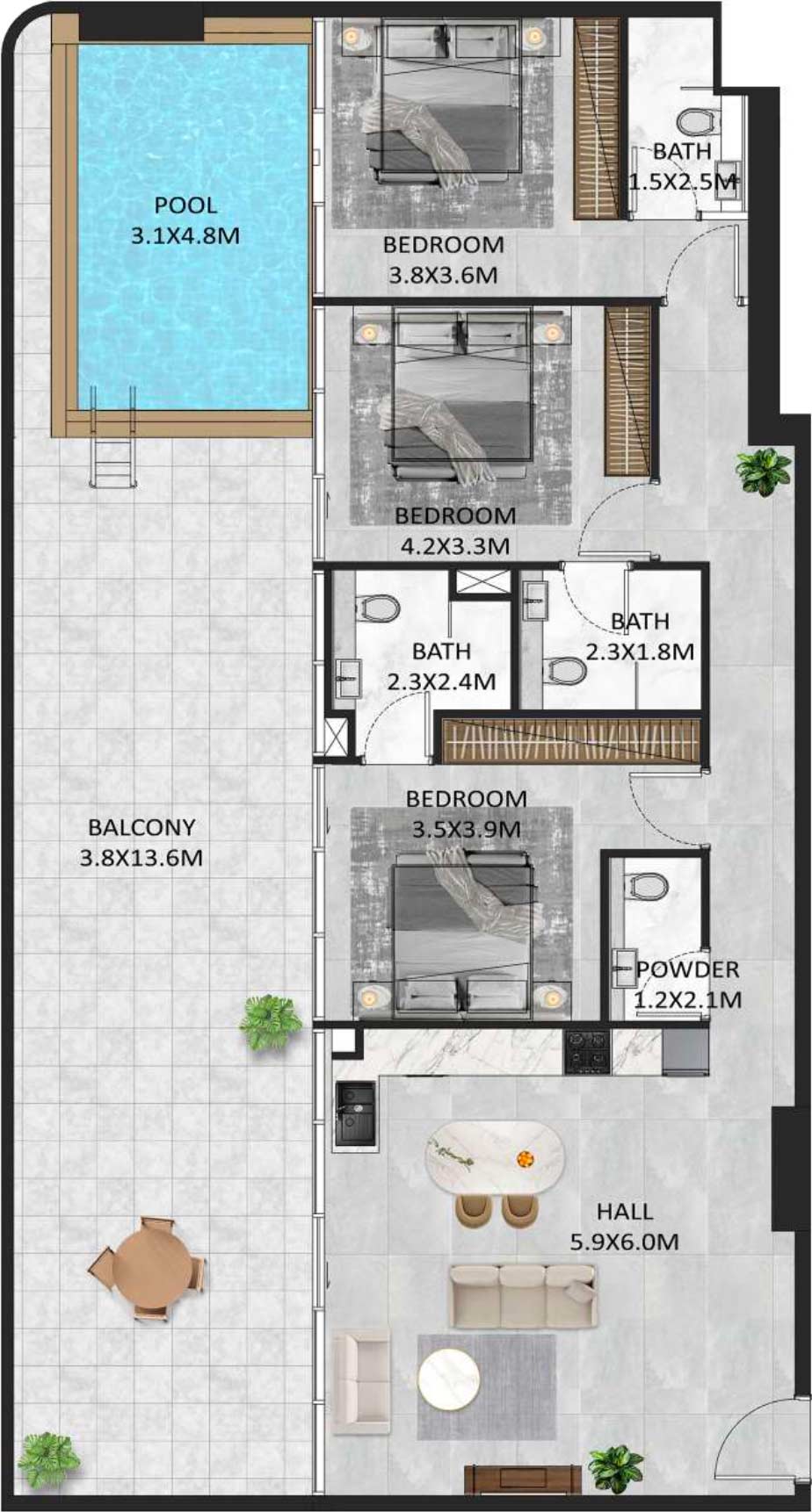 Floor Plans of SquareX Residence JVC