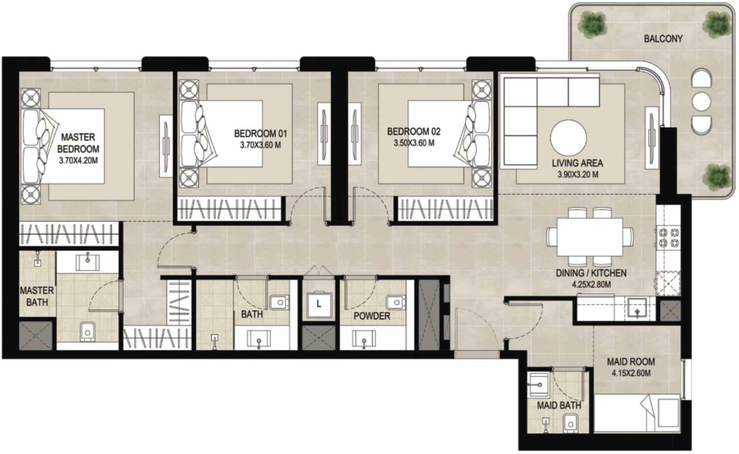 Floor Plans of NSHAMA Symphony at Town Square Dubai