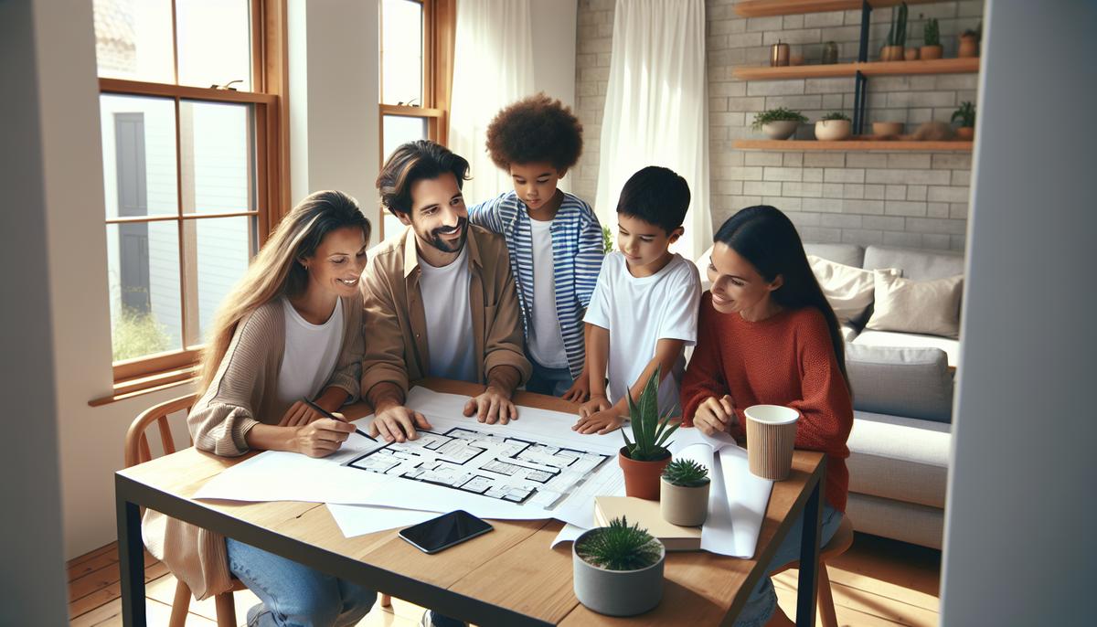 Как выбрать квартиру для семьи в Батуми Семья осматривает квартиру с видом на город и море в Батуми